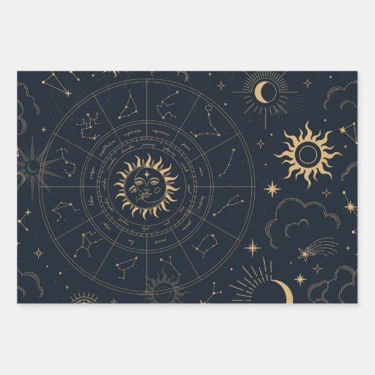 Celestial Sun en Moon Inpakpapier Vel (Voorkant)