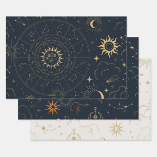 Celestial Sun en Moon Inpakpapier Vel