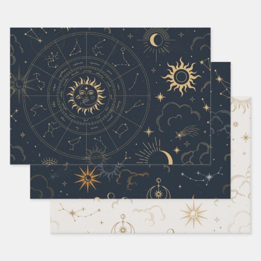 Celestial Sun en Moon Inpakpapier Vel (Set)