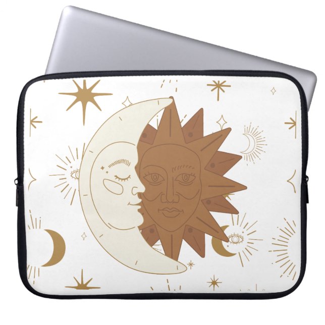 Celestial Sun en Moon Laptop Sleeve (Voorkant)