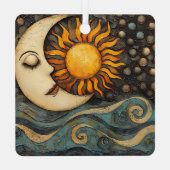 Celestial Sun en Moon Metalen Ornament (Achterkant)