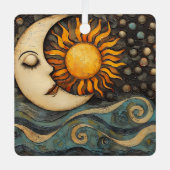Celestial Sun en Moon Metalen Ornament (Voorkant)