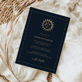 Celestial Sun en Moon Mystic Wedding Invitation Kaart