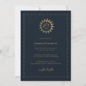 Celestial Sun en Moon Mystic Wedding Invitation Kaart (Voorkant)