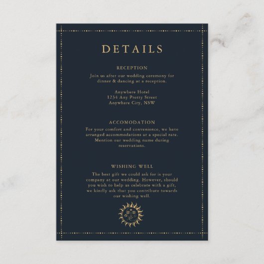 Celestial Sun en Moon Mystical Details Enclosure Informatiekaartje (Voorkant)