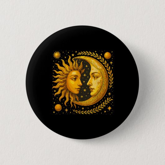Celestial Sun en Moon Ronde Button 5,7 Cm (Voorkant)
