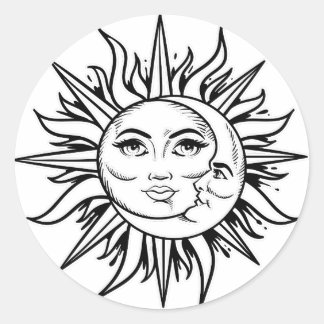 Celestial Sun en Moon Ronde Sticker