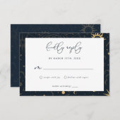 Celestial Sun en Moon Stars RSVP-kaart Informatiekaartje (Voorkant / Achterkant)