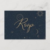 Celestial Sun en Moon Stars RSVP-kaart Informatiekaartje (Achterkant)