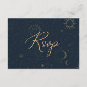 Celestial Sun en Moon Stars RSVP-kaart Informatiekaartje (Achterkant)