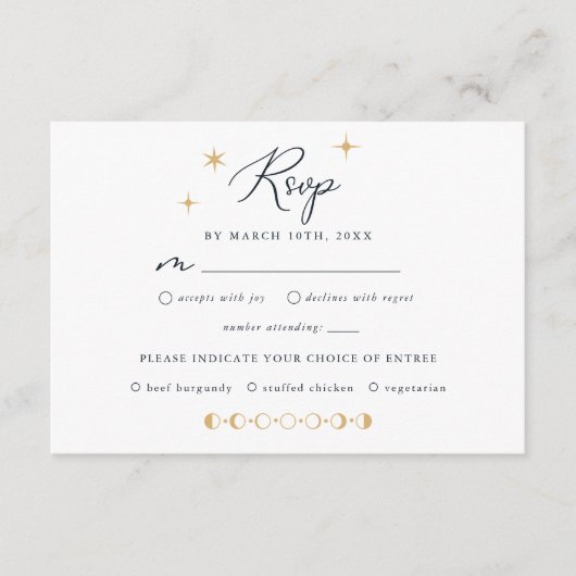 Celestial Sun en Moon Stars RSVP-kaart Informatiekaartje (Voorkant)