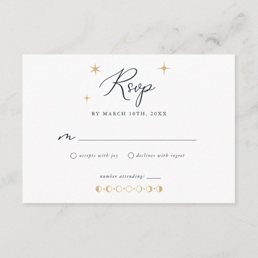 Celestial Sun en Moon Stars RSVP-kaart Informatiekaartje (Voorkant)