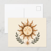 Celestial Sun Face Botanical Mystical Art Briefkaart (Voorkant / Achterkant)