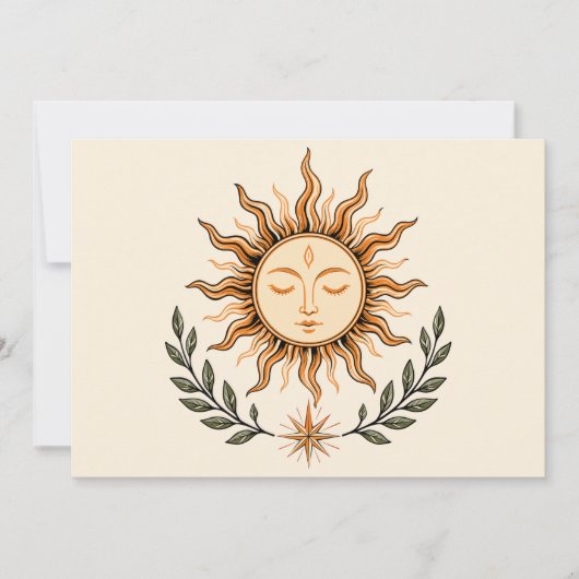 Celestial Sun Face Botanical Mystical Art Kaart (Voorkant)