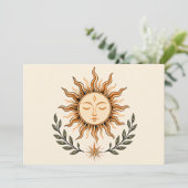 Celestial Sun Face Botanical Mystical Art Kaart (Staand voorkant)