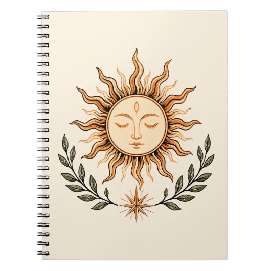 Celestial Sun Face Botanical Mystical Art Notitieboek (Voorkant)
