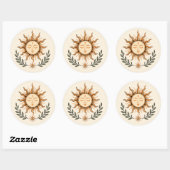 Celestial Sun Face Botanical Mystical Art Ronde Sticker (Vel)