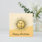 Celestial Sun Face Colorblock Happy Birthday Kaart (Staand voorkant)