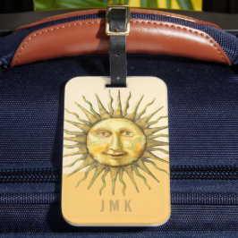 Celestial Sun Face Colorblock Monogram Bagagelabel