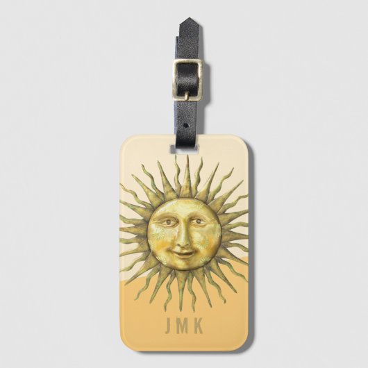Celestial Sun Face Colorblock Monogram Bagagelabel (Voorkant (verticaal))