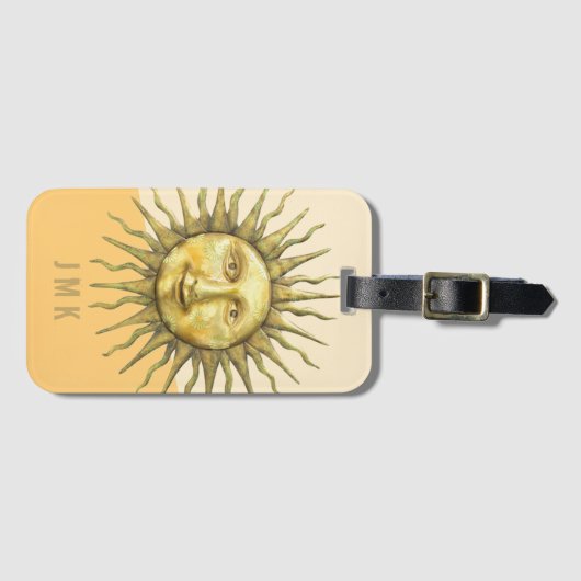 Celestial Sun Face Colorblock Monogram Bagagelabel (Voorkant (horizontaal))