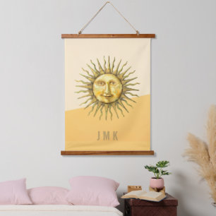 Celestial Sun Face Colorblock Monogram Hangend Wandkleed