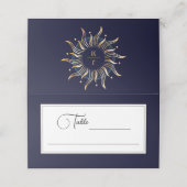 Celestial Sun Galaxy Navy Blauw Gouden Plaatskaartje (Buitenkant ongevouwen)