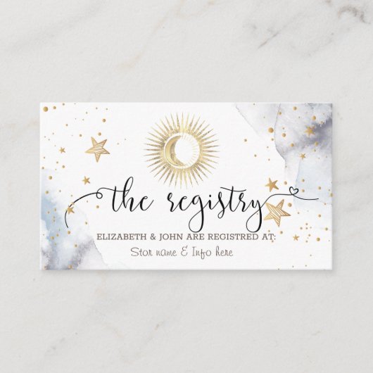 Celestial Sun, maan, sterren Informatiekaartje (Voorkant)