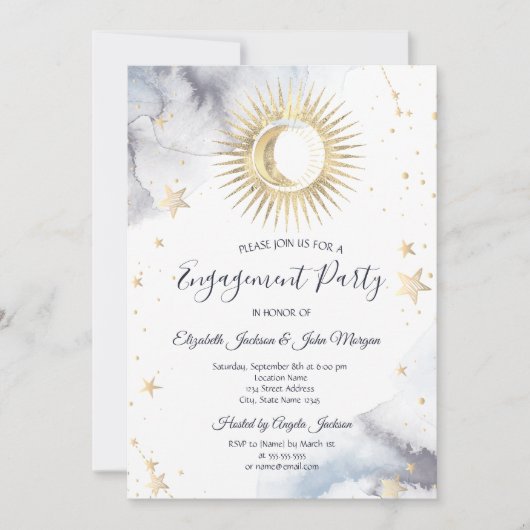 Celestial Sun, maan, sterren Kaart (Voorkant)