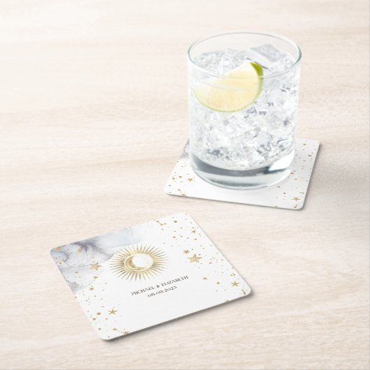 Celestial Sun, maan, sterren Kartonnen Onderzetters (Insitu)