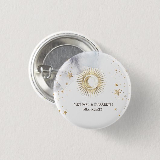 Celestial Sun, maan, sterren Ronde Button 3,2 Cm (Voorkant /achterkant)