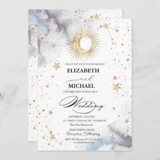 Celestial Sun, Maan, Sterren Script Kaart (Voorkant / Achterkant)