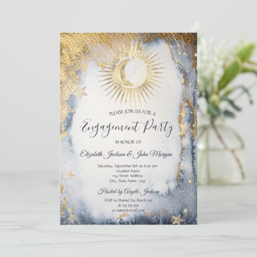 Celestial Sun, maan, Waterverf sterren Kaart (Staand voorkant)