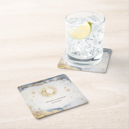 Celestial Sun, maan, Waterverf sterren Kartonnen Onderzetters (Insitu)