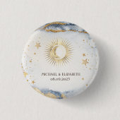 Celestial Sun, maan, Waterverf sterren Ronde Button 3,2 Cm (Voorkant)