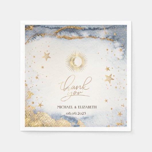 Celestial Sun, maan, Waterverf sterren Servet (Voorkant)