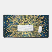 Celestial Sun Mandala blauw en goud Bureaumat (Keyboard & Muis)