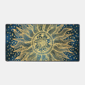 Celestial Sun Mandala blauw en goud Bureaumat (Voorkant)