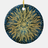 Celestial Sun Mandala Blue Gold Confetti Keramisch Ornament (Achterkant)