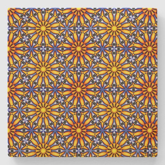 Celestial Sun Mandala Stenen Onderzetter (Voorkant)