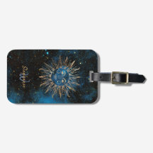 Celestial Sun Monogram Glitter Kosmische Navy Chic