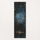 Celestial Sun Monogram Naam Glitter Navy Cool Yogamat (Voorkant)