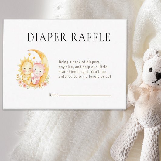Celestial Sun Moon Baby Shower Diaper Raffle Informatiekaartje