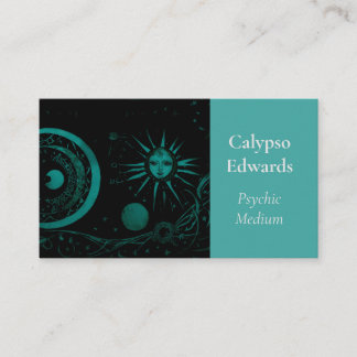 Celestial Sun Moon Black Astronomy Tarot Psychic Visitekaartje