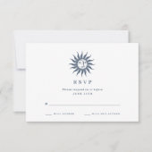 Celestial Sun & Moon Blue Agate Wedding RSVP (Voorkant)