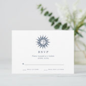 Celestial Sun & Moon Blue Agate Wedding RSVP (Staand voorkant)