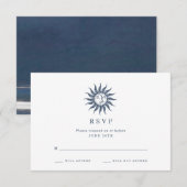 Celestial Sun & Moon Blue Agate Wedding RSVP Kaartje (Voorkant / Achterkant)