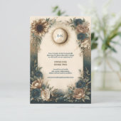Celestial Sun Moon Boho Floral Rustic Wedding Informatiekaartje (Staand voorkant)