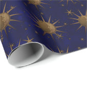 Celestial Sun Moon Brass Bas Relief Graphic Cadeaupapier (Rol Hoek)