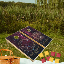 Celestial Sun Moon Custom Name Glitter Bourgogne